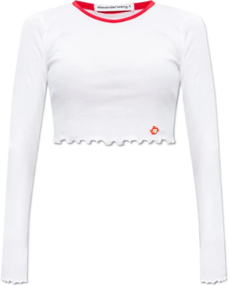 (W) Alexander Wang Baju-T Putih Lengan Panjang Crop 4CC1241443-100 Order (W) Alexander Wang Baju-T Putih Lengan Panjang Crop 4CC1241443-100