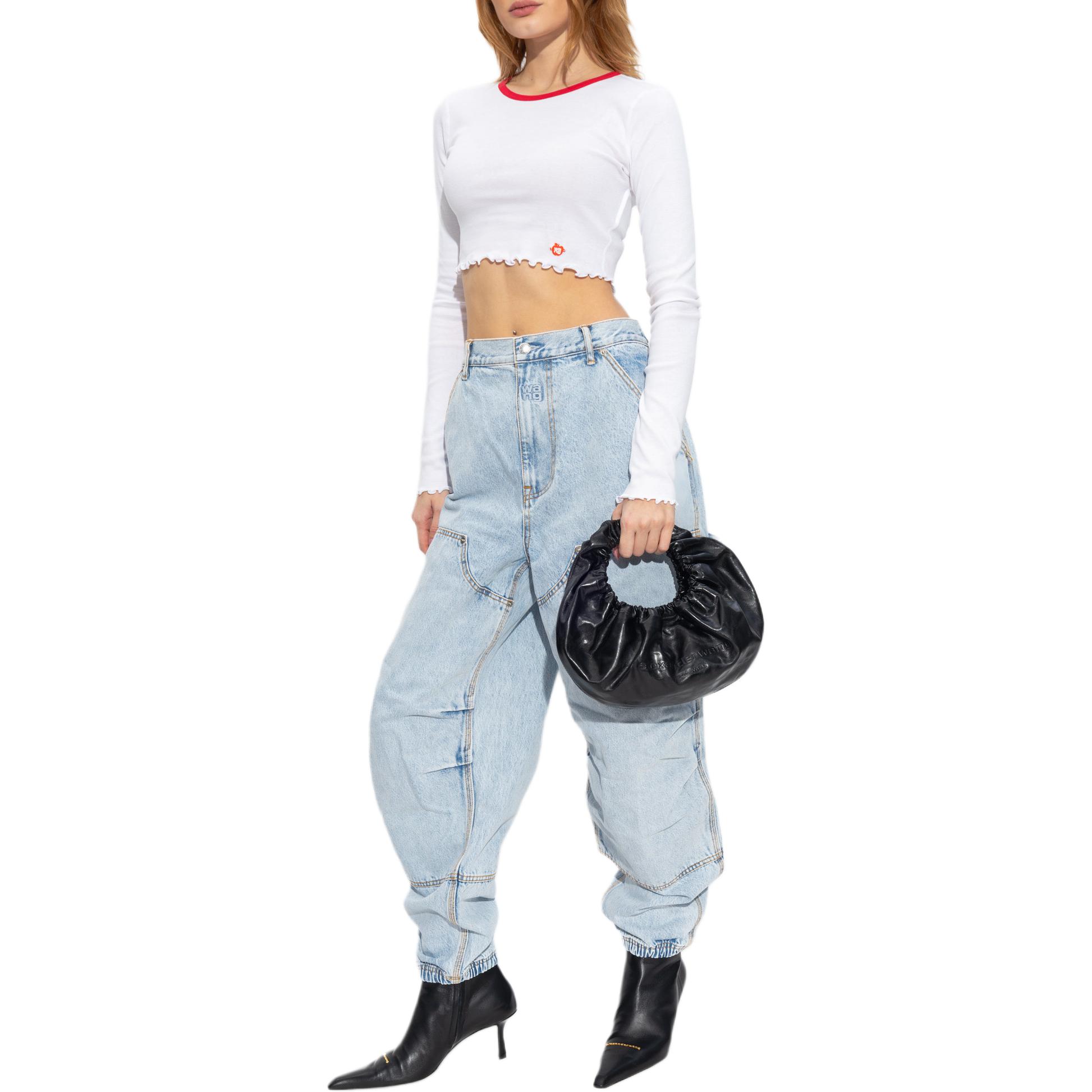 (Women) Alexander Wang  White Long-Sleeve Cropped T-Shirt 4CC1241443-100 圖 3