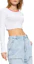 Shop (W) Alexander Wang Baju-T Putih Lengan Panjang Crop 4CC1241443-100