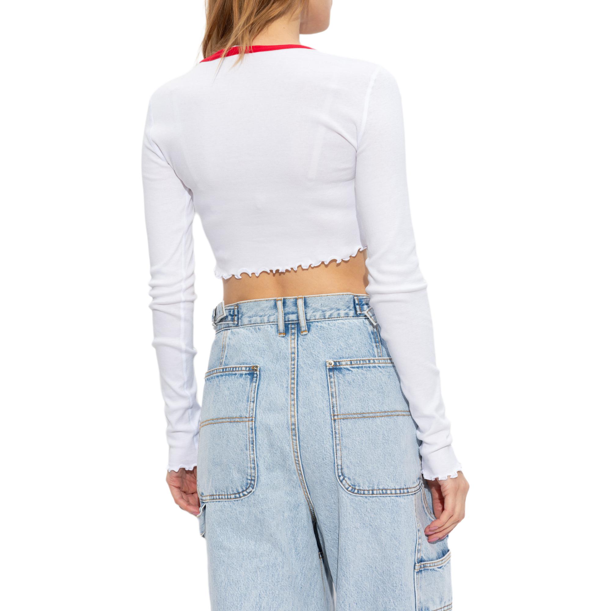 (Women) Alexander Wang  White Long-Sleeve Cropped T-Shirt 4CC1241443-100 圖 5