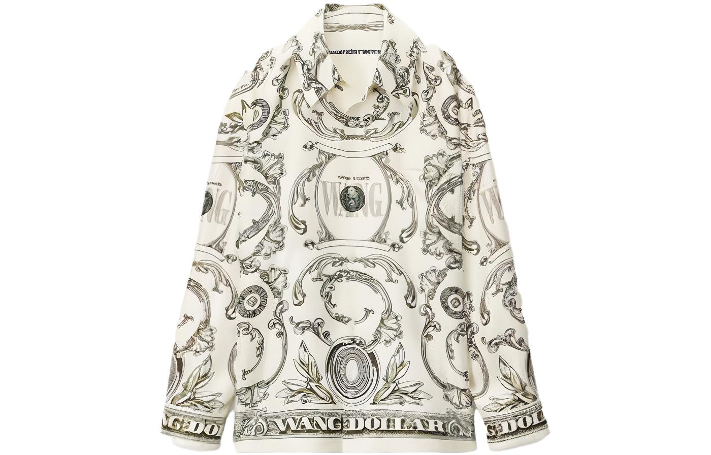 (Women) Alexander Wang  White Long-Sleeve Shirt with Printed Collared Design. 1WC3231831-353