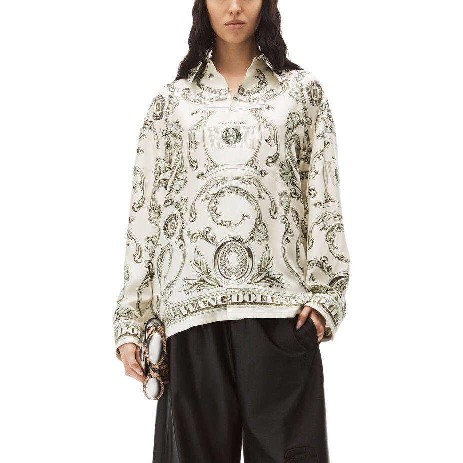 Shop (W) アレキサンダーワン ホワイト長袖シャツ プリント付きカラーデザイン 1WC3231831-353