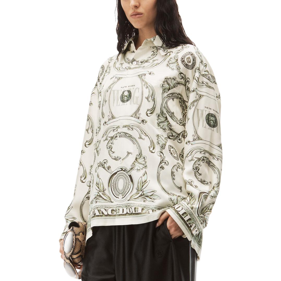 Details for (W) アレキサンダーワン ホワイト長袖シャツ プリント付きカラーデザイン 1WC3231831-353