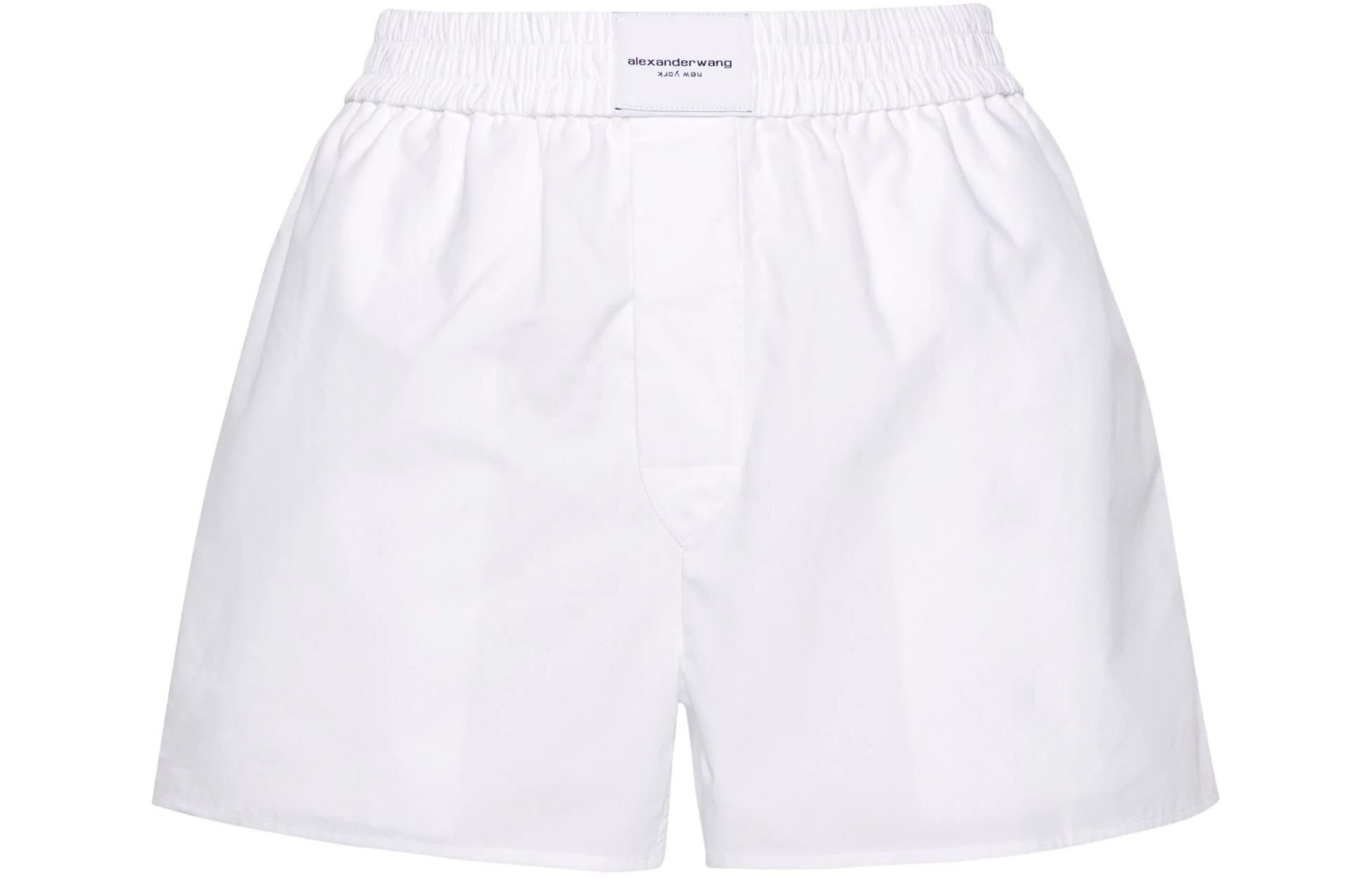(Women) Alexander Wang  White Relaxed Fit Elastic Waist Shorts. 4WC2244370-100