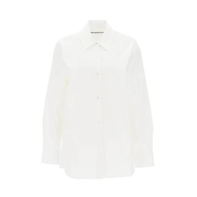 (Women) Alexander Wang White Solid Button-Up Long Sleeve Slim Fit Shirt 1WC4236617-100