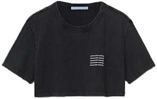 (Women) Alexander Wang Acid-Washed Logo Crop T-Shirt Black 1CC1201327 (Women) Alexander Wang Acid-Washed Logo Crop T-Shirt Black 1CC1201327