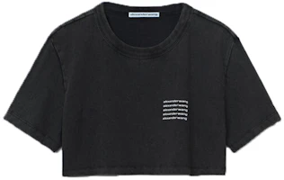 Order (Women) Alexander Wang Acid-Washed Logo Crop T-Shirt Black 1CC1201327