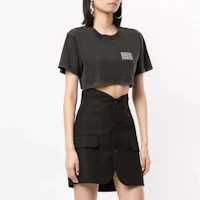 Details for (Women) Alexander Wang Acid-Washed Logo Crop T-Shirt Black 1CC1201327