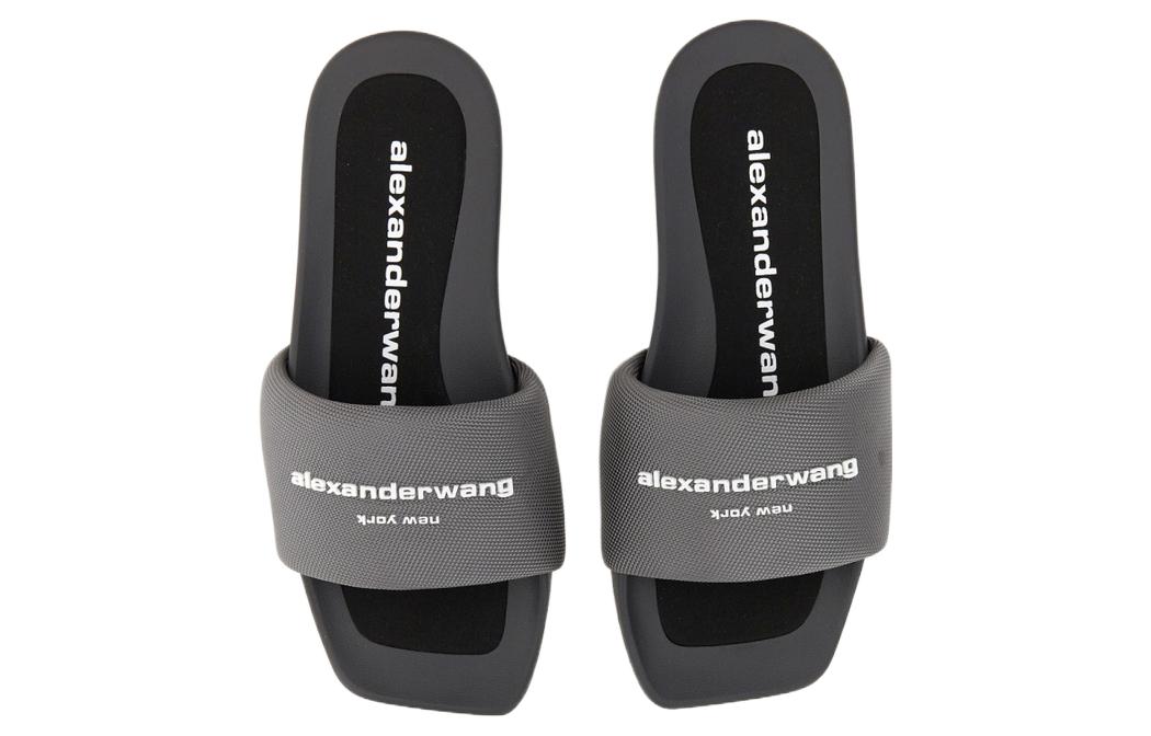 Order Alexander Wang 尼龍 logo印花平底 時尚涼拖 女款 黑色