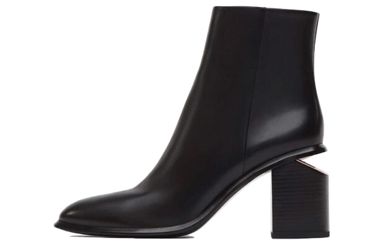 (W) Alexander Wang Anna Ankle Boot 'Rose Gold Cutout Heel - Black'