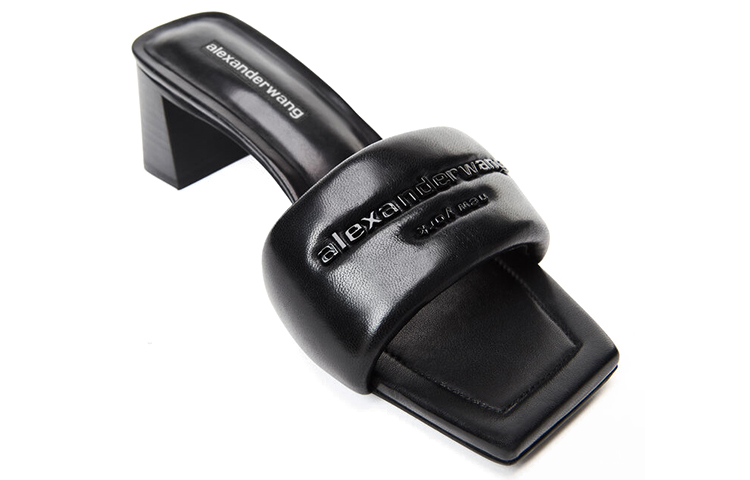 (W) Alexander Wang Anya 'Elegant Casual Leather High-Heel Slide Black' 圖 2