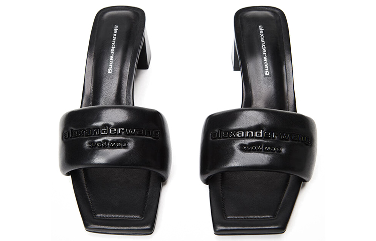 (W) Alexander Wang Anya 'Elegant Casual Leather High-Heel Slide Black' 圖 3