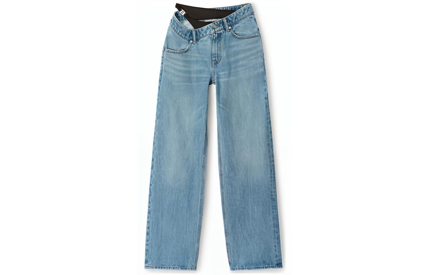 (Women) Alexander Wang Asymmetric Flared Bikini Layered Denim Pants Women Blue 4DC3234186-486