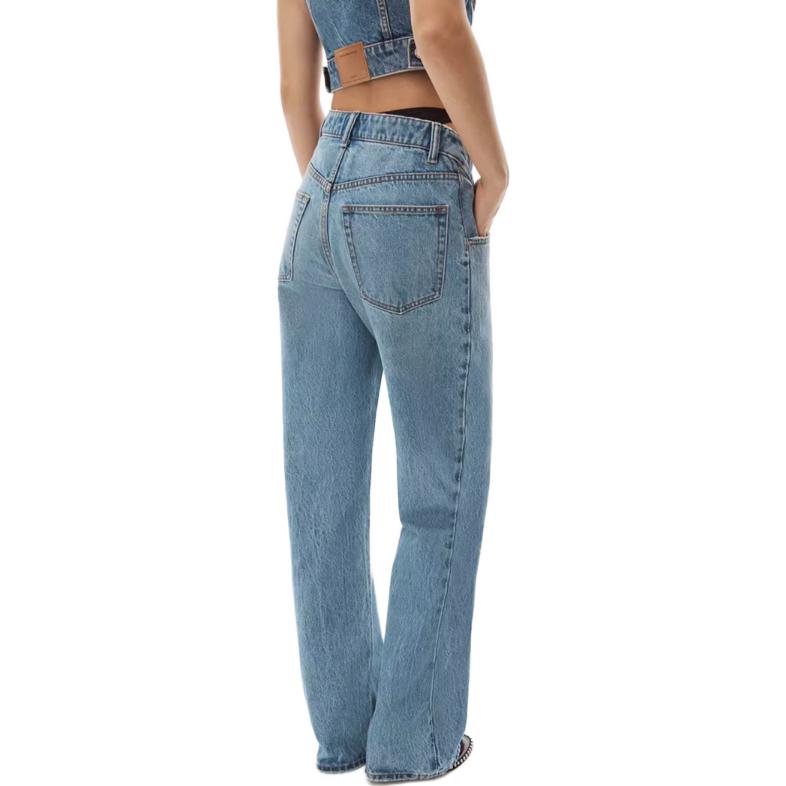 Purchase (W) アレキサンダー ワン アシンメトリーフレア ビキニ重ね デニムパンツ ブルー レディース 4DC3234186-486