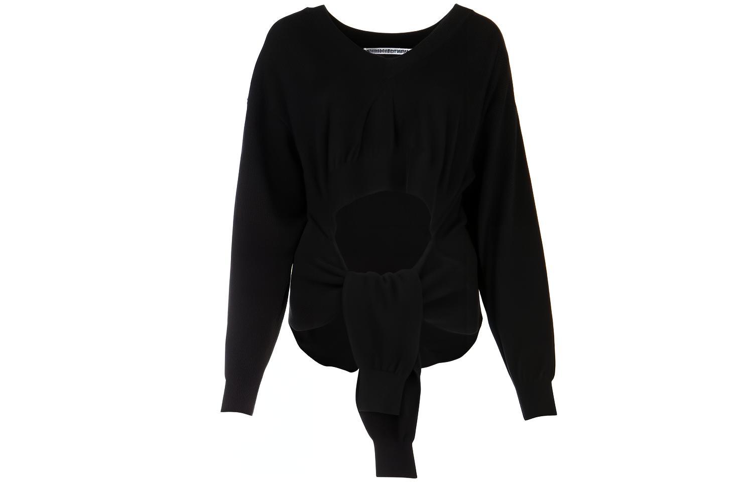 Order (Women) Alexander Wang Asymmetric Hem V-Neck Cashmere Sweater - Black 1KC2191013-001