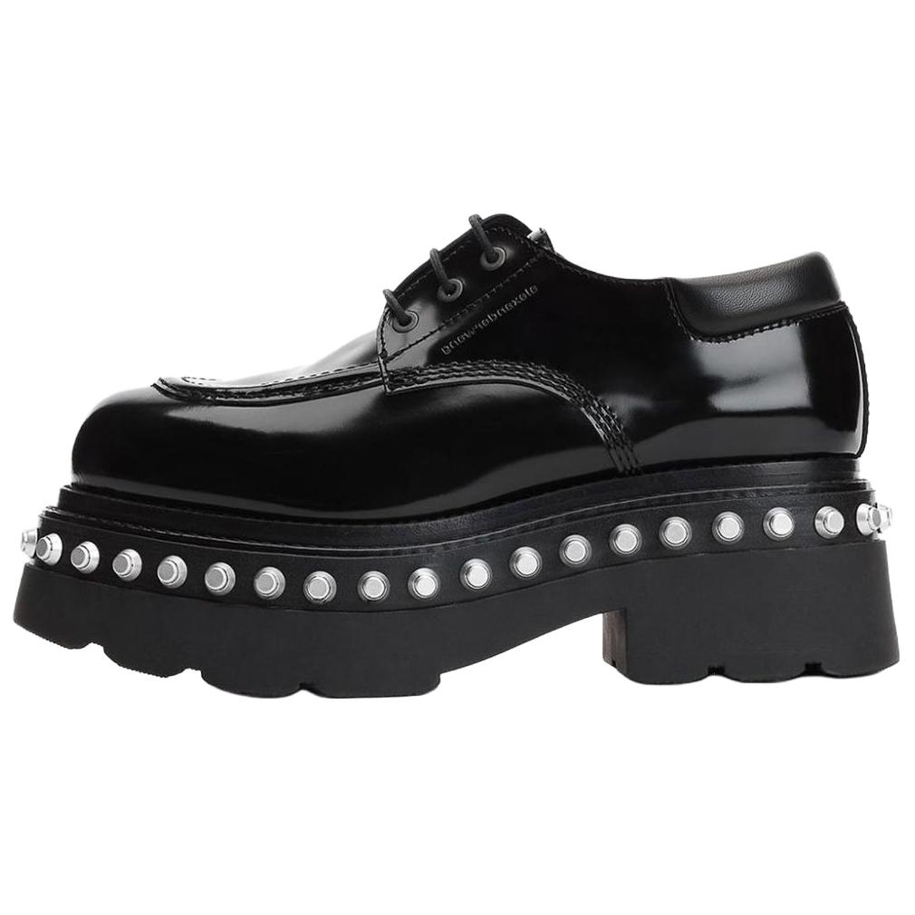 (Women) Alexander Wang Atlas Black Leather Lace-Up Casual Shoes for Women 30424F032001