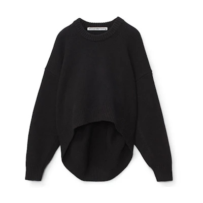 (Women) Alexander Wang Back Drape Black Pullover Sweater 1KC2201008-001