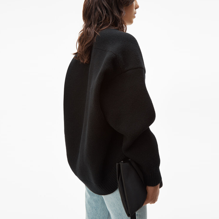 Shop (Women) Alexander Wang Back Drape Black Pullover Sweater 1KC2201008-001