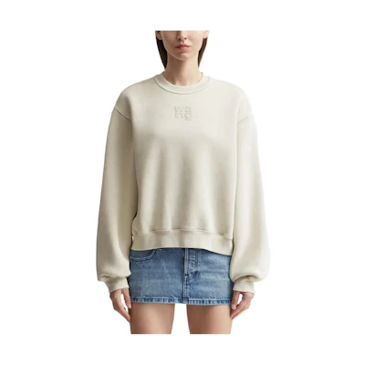 (Women) Alexander Wang Beige Casual Pullover Sweatshirt with Letter Print 4CC3221360
