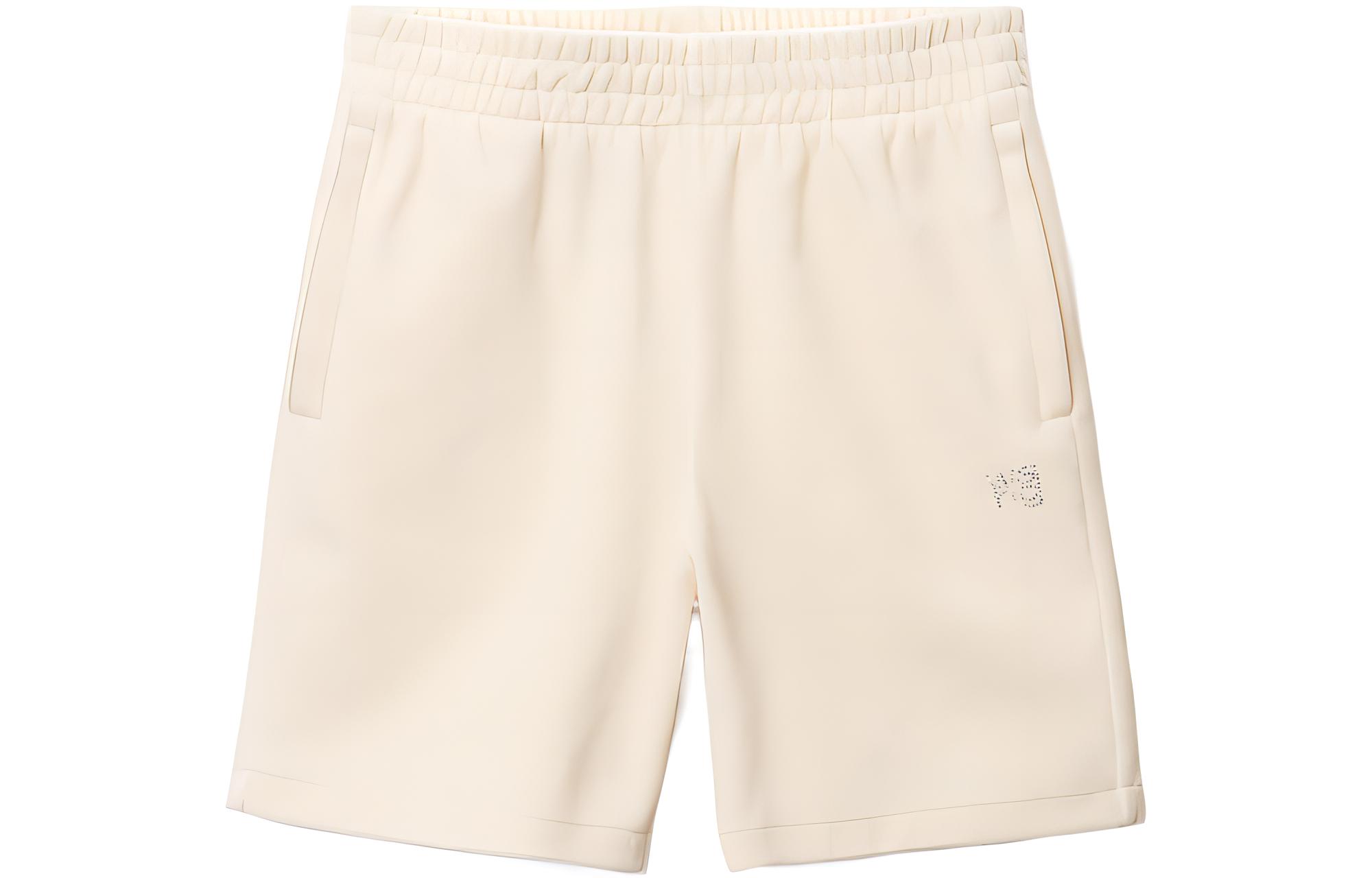 (Women) Alexander Wang Beige Rhinestone Logo Straight Shorts  Casual Style. 4CC3214101-120