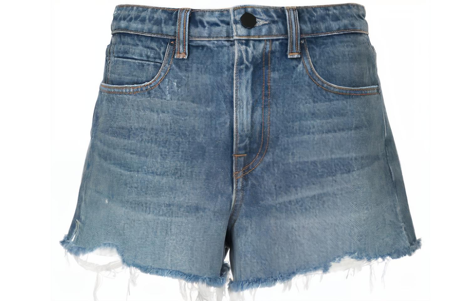 (Women) Alexander Wang Bite Distressed Denim Shorts Light Blue 4D994036AD-443