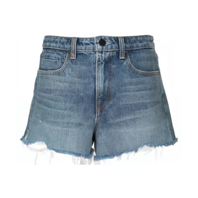 (Women) Alexander Wang Bite Distressed Denim Shorts Light Blue 4D994036AD-443