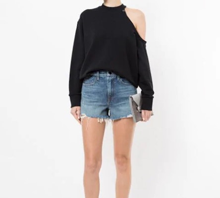 (Women) Alexander Wang Bite Distressed Denim Shorts Light Blue 4D994036AD-443 Lookbook (Women) Alexander Wang Bite Distressed Denim Shorts Light Blue 4D994036AD-443