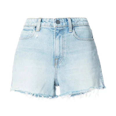 (Women) Alexander Wang Bite Frayed Denim Shorts Women Blue 4D994037AD-108