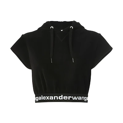 (Women) Alexander Wang Black Corduroy Hoodie 4W491009U9