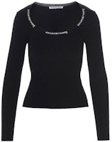 (Women) Alexander Wang Black Fitted Long Sleeve Logo Tee SS21 4KC1211024-001 (Women) Alexander Wang Black Fitted Long Sleeve Logo Tee SS21 4KC1211024-001