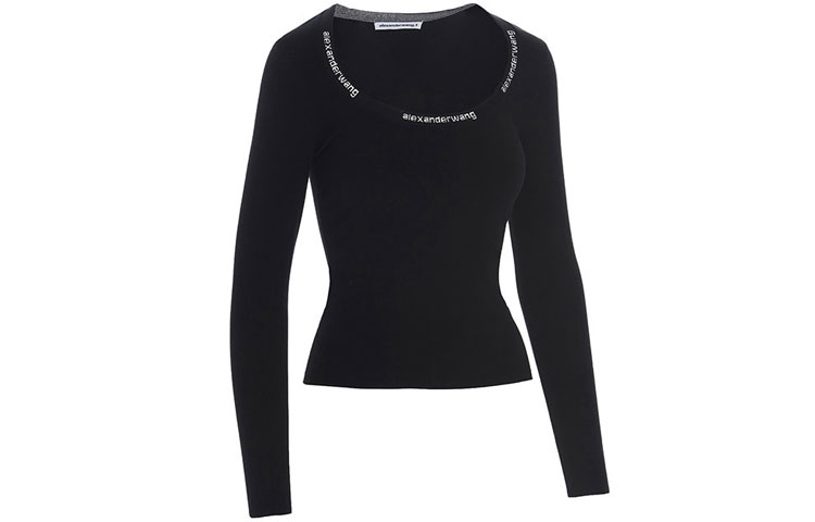 Lookbook (W) Alexander Wang Kaos Lengan Panjang Hitam dengan Logo SS21 4KC1211024-001