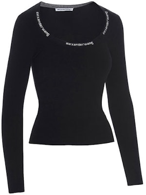 (W) Alexander Wang Kaos Lengan Panjang Hitam dengan Logo SS21 4KC1211024-001 Lookbook (W) Alexander Wang Kaos Lengan Panjang Hitam dengan Logo SS21 4KC1211024-001