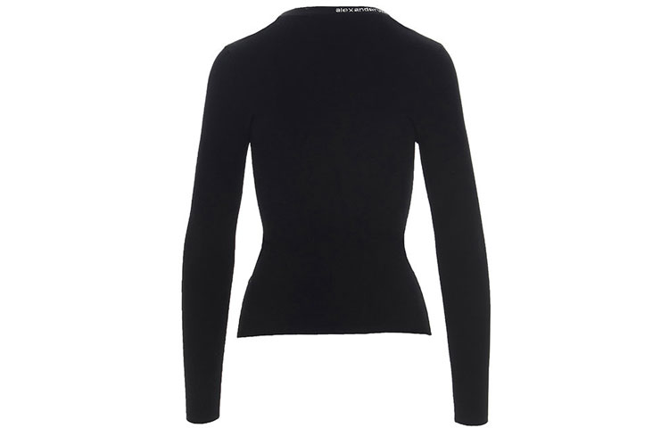 Shop (W) Alexander Wang Kaos Lengan Panjang Hitam dengan Logo SS21 4KC1211024-001