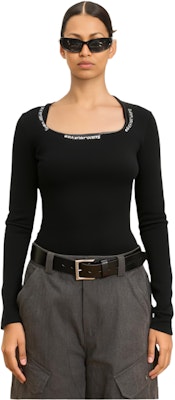 (W) Alexander Wang Kaos Lengan Panjang Hitam dengan Logo SS21 4KC1211024-001 Sizing (W) Alexander Wang Kaos Lengan Panjang Hitam dengan Logo SS21 4KC1211024-001