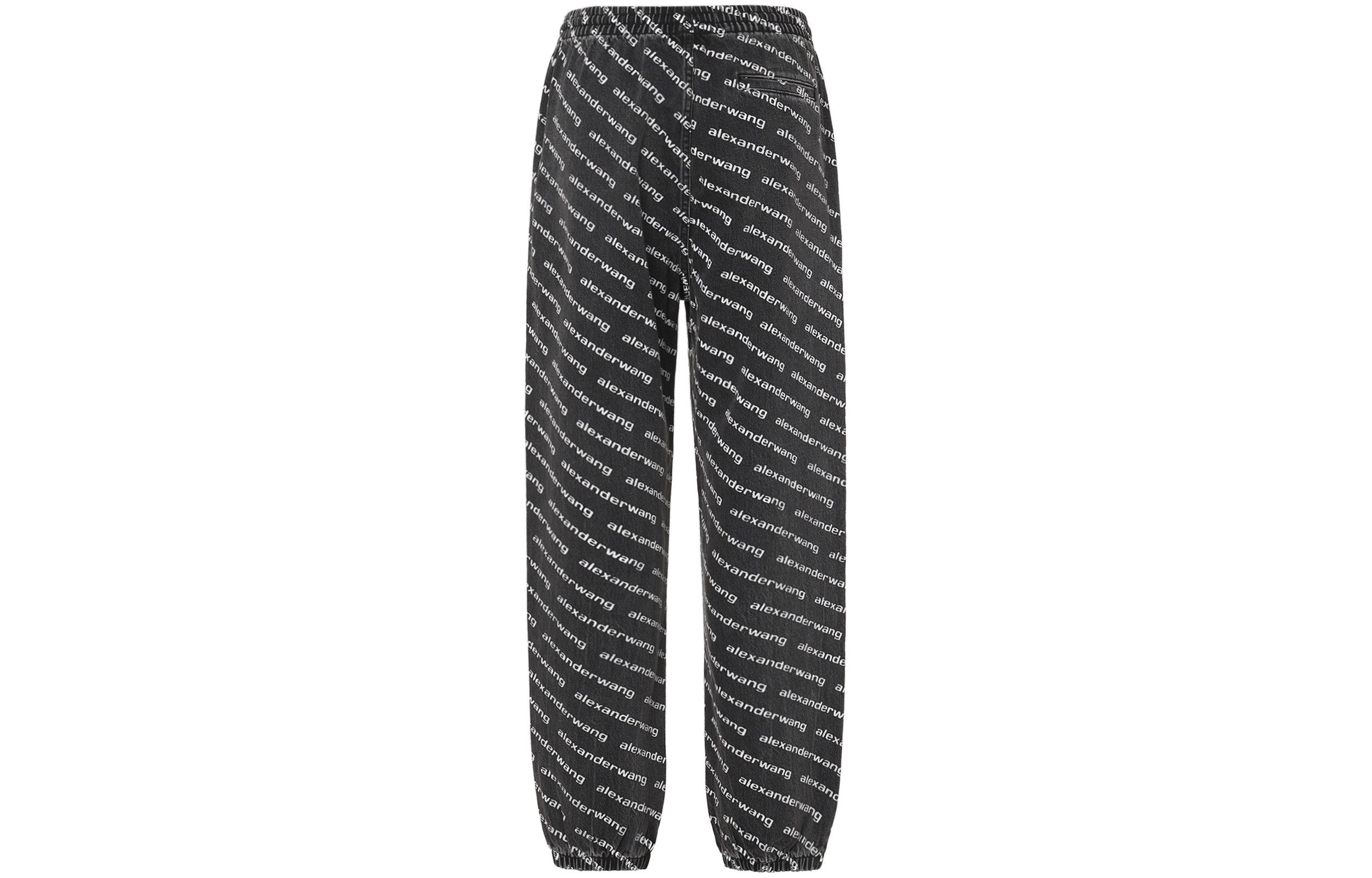 Lookbook (W) Alexander Wang Seluar Jogger Denim Hitam Cetakan Logo Penuh. 4DC3214997-060