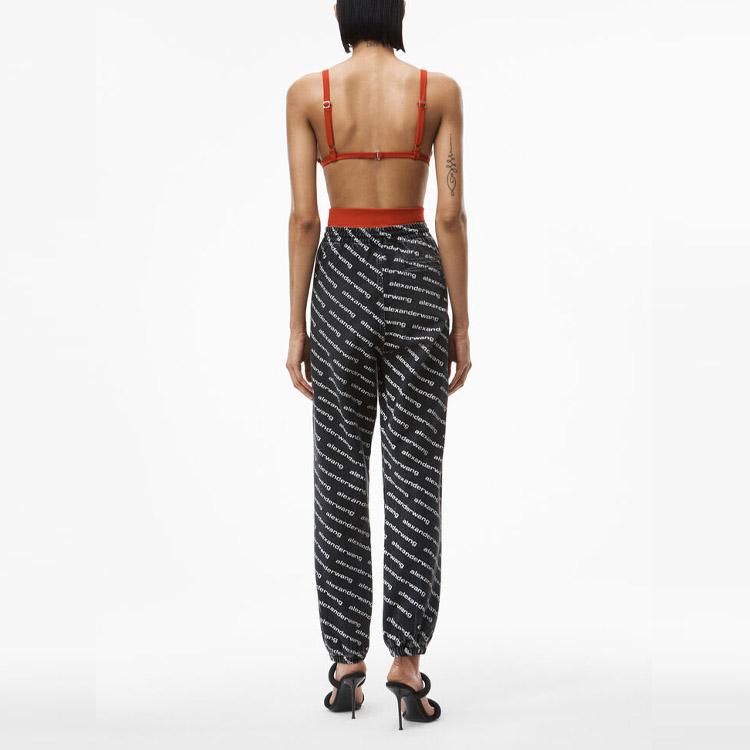 Details for (W) Alexander Wang Seluar Jogger Denim Hitam Cetakan Logo Penuh. 4DC3214997-060