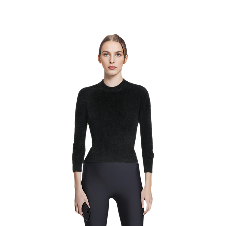 Purchase (W) 亞歷山大王黑色標誌圓領套頭毛衣。 4KC4211036-001