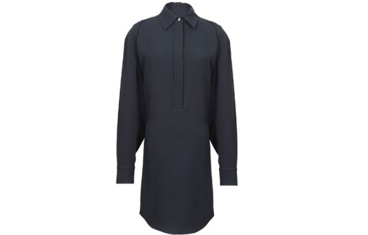 (Women) Alexander Wang Black Long Coat with Solid Color and Turn-Down Collar 1W376045V3-001