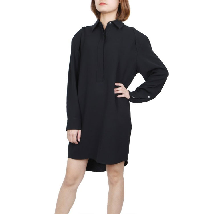 Purchase (W) 亚历山大王黑色纯色翻领长外套 1W376045V3-001