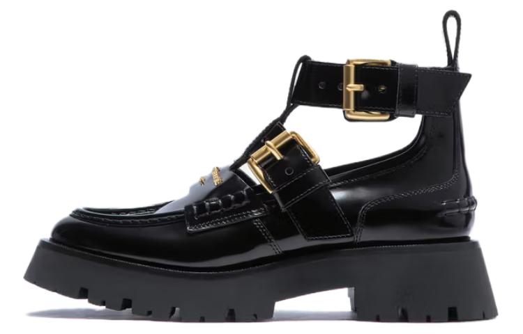 (Women) Alexander Wang Black Patent Leather Round-Toe Buckle Ankle Boots 30124B027001