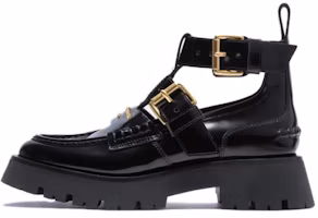 (Women) Alexander Wang Black Patent Leather Round-Toe Buckle Ankle Boots 30124B027001 (Women) Alexander Wang Black Patent Leather Round-Toe Buckle Ankle Boots 30124B027001