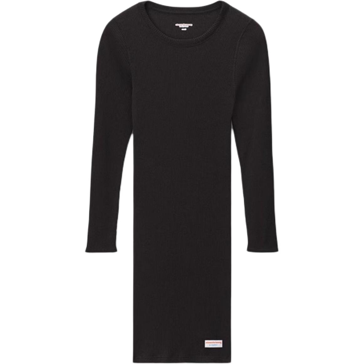 (Women) Alexander Wang Black Ribbed Slim-Fit Long-Sleeve Dress 8cc1246646
