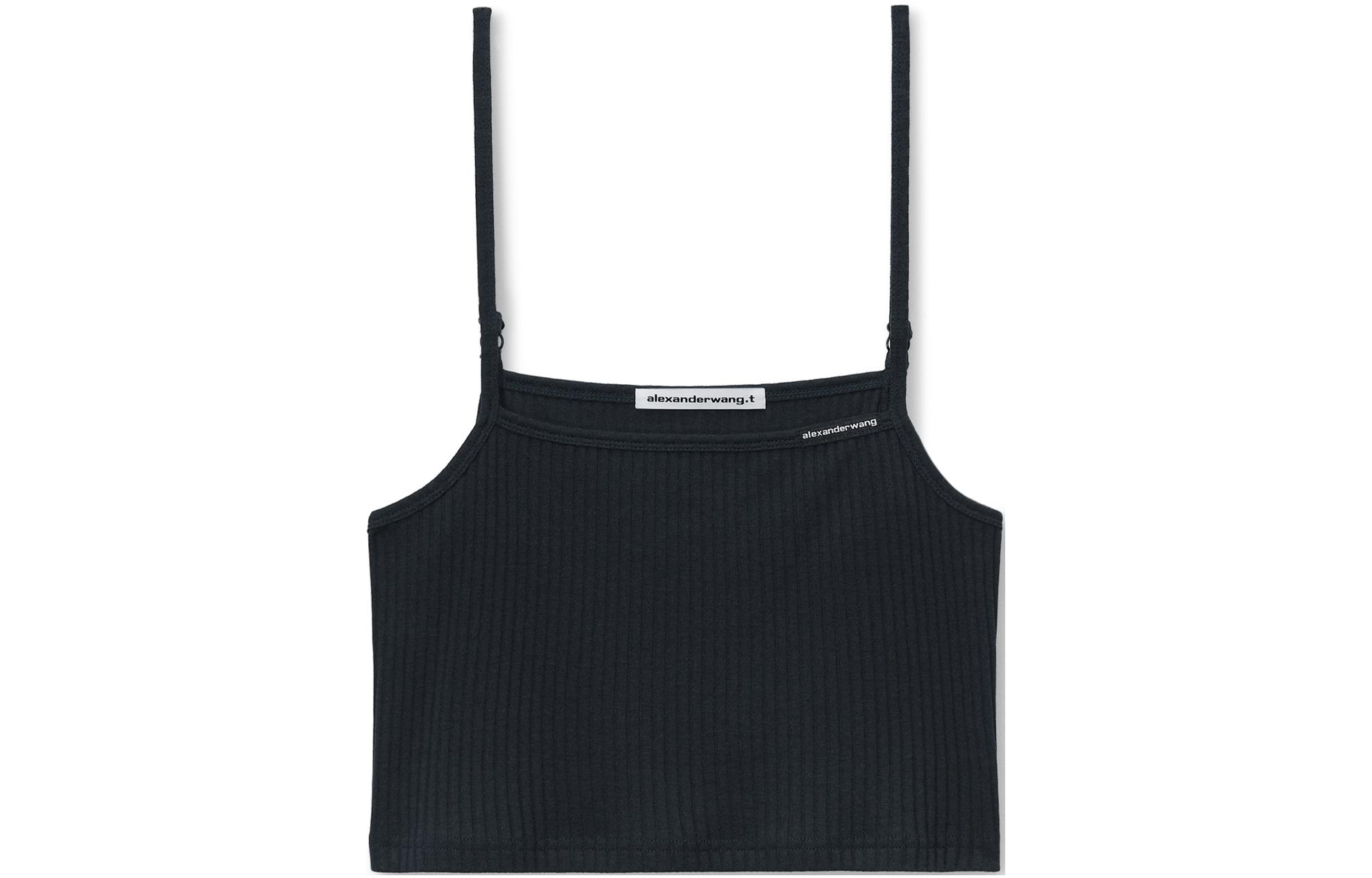 (Women) Alexander Wang Black Slim-Fit Cropped Tank Top 4CC1241448-001