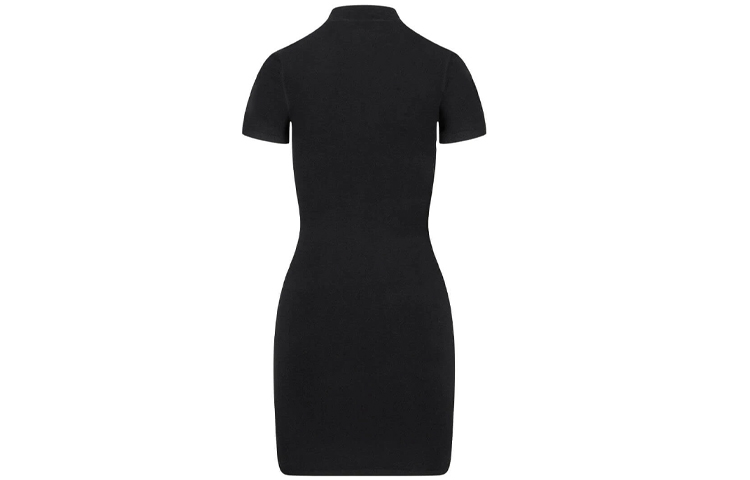 Lookbook (W) Alexander Wang Dress Hitam Ketat Pendek Logo Lengan Pendek SS22 4KC2206013-001
