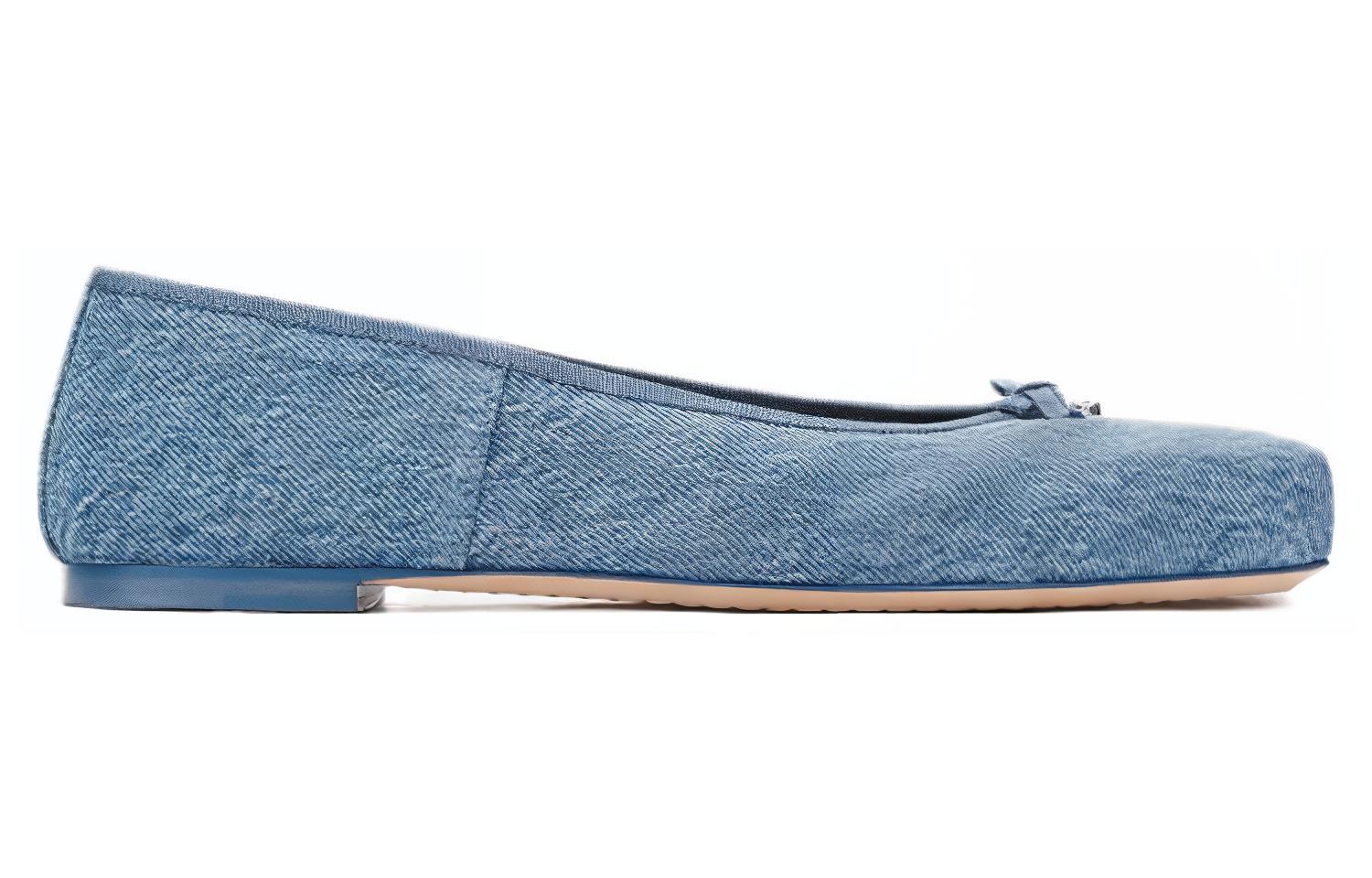 (W) Alexander Wang Blue 'Denim Square-Toe Flats' 圖 2