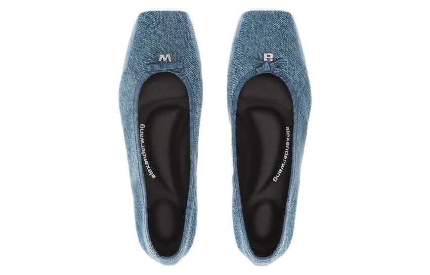 (W) Alexander Wang Blue 'Denim Square-Toe Flats' 圖 5