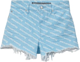 (Women) Alexander Wang Blue High-Waist Straight-Leg Zip Cotton Shorts SS22 Y2K Style 4DC2204782 (Women) Alexander Wang Blue High-Waist Straight-Leg Zip Cotton Shorts SS22 Y2K Style 4DC2204782