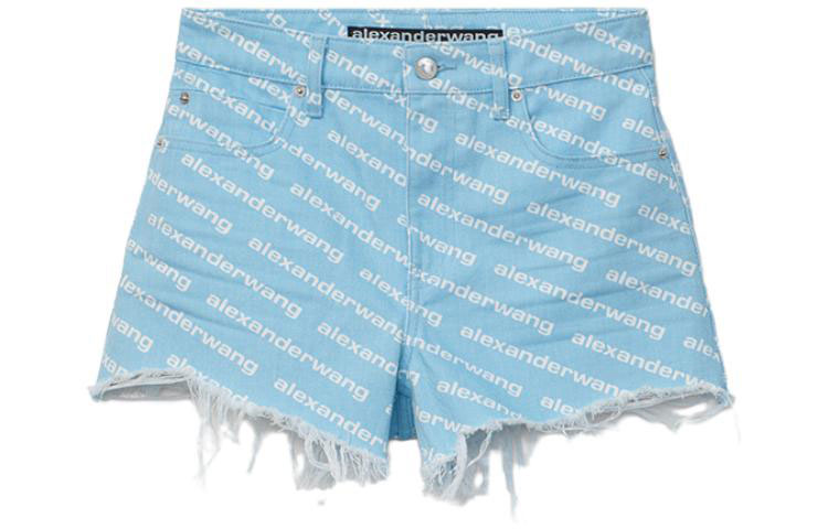 Lookbook (Women) Alexander Wang Blue High-Waist Straight-Leg Zip Cotton Shorts SS22 Y2K Style 4DC2204782