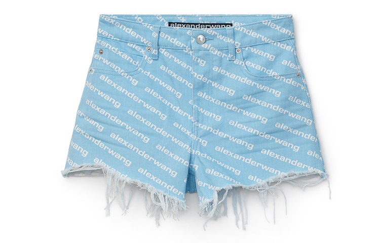 Shop (Women) Alexander Wang Blue High-Waist Straight-Leg Zip Cotton Shorts SS22 Y2K Style 4DC2204782