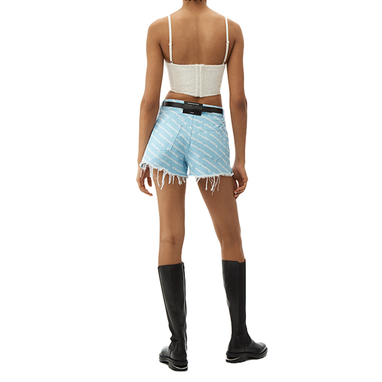 Details for (Women) Alexander Wang Blue High-Waist Straight-Leg Zip Cotton Shorts SS22 Y2K Style 4DC2204782